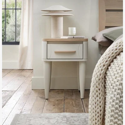 Downtown Delta Scandi Oak and Soft Grey 1 Drawer Nightstand