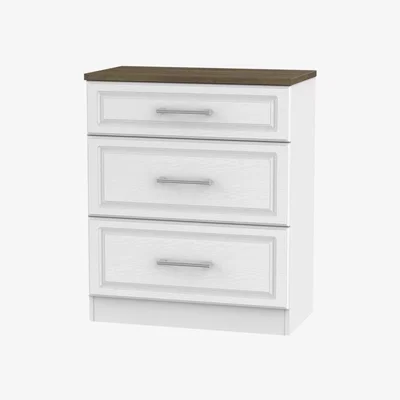 Downtown Kent 3 Drawer Deep Chest - White Ash & Oak