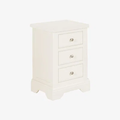 Downtown Rouen White 3 Drawer Bedside Cabinet