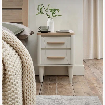 Downtown Delta Scandi Oak and Soft Grey 2 Drawer Nightstand