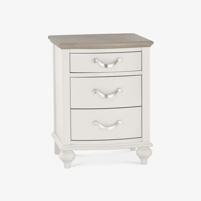 Downtown Montreal Grey Washed Oak & Soft Grey 3 Drawer Nightstand