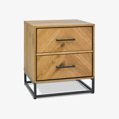 Downtown Vaughan Chevron Oak 2 Drawer Nightstand