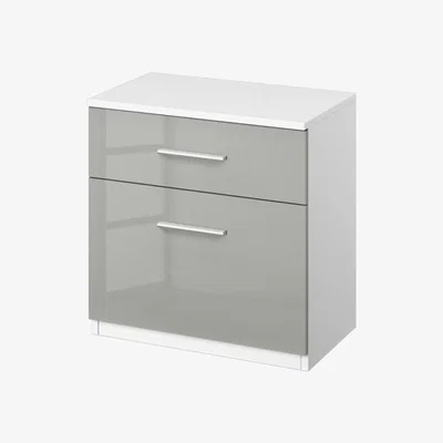 Downtown Stuttgart Alpine White/Alpine White 2 Drawer Bedside Table