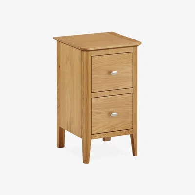 Downtown Hardwick Oak Narrow Two Drawer Bedside