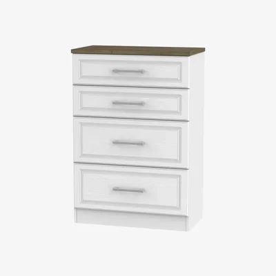 Downtown Kent 4 Drawer Deep Chest - White Ash & Oak
