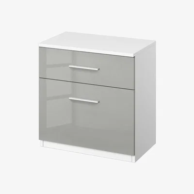 Downtown Stuttgart Soft Grey/Alpine White 2 Drawer Bedside Table
