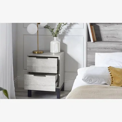 Downtown Julian Bowen Bali 2 Drawer Bedside - Grey Oak In GreyOak