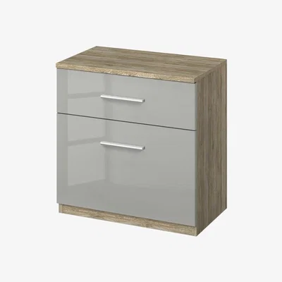 Downtown Stuttgart Sanremo Oak/Soft Grey 2 Drawer Bedside Table