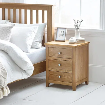 Downtown Julian Bowen Mallory 3 Drawer Bedside In LightWood