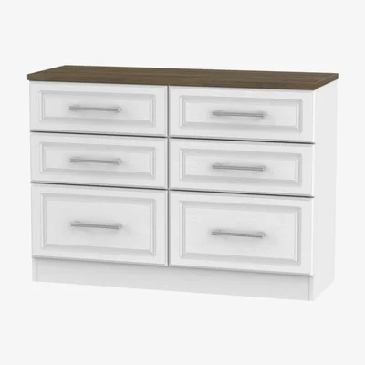 Downtown Kent 6 Drawer Midi Chest - White Ash & Oak