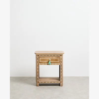 Oliver Bonas Riya Mango Wood Inlay Bedside Table