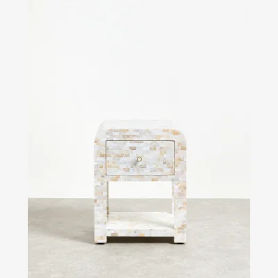 Oliver Bonas Mother of Pearl White Bedside Table