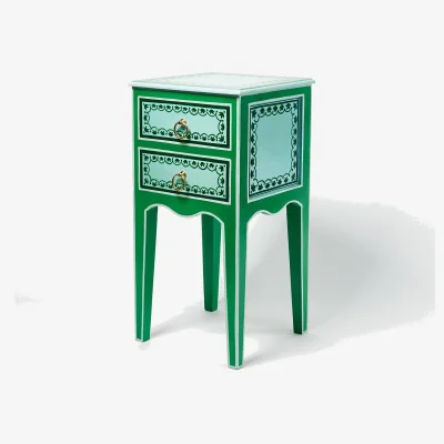 Oliver Bonas Aurélie Green Mango Wood Bedside Table