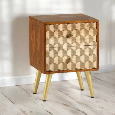 OAT Home Ennis Wooden 2 Drawer Bedside Table