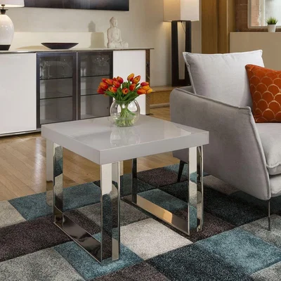 Quatropi Quatropi Sophie Designer Modern Side End Lamp Table Grey Gloss Square