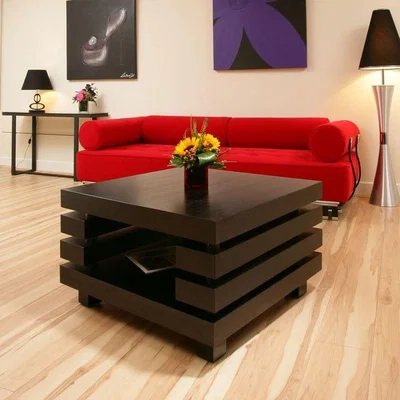 Quatropi Coffee / End / Side / Lamp Table Square Black Oak Modern 50x50 New 97B