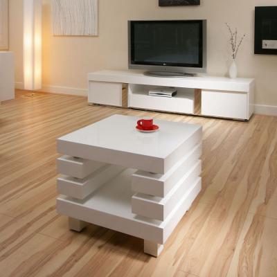 Quatropi Coffee / End / Side / Lamp Table Square White Gloss Modern New 97B