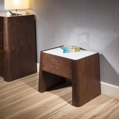 Quatropi Beautiful Modern Quatropi Bedside Cabinet / Table in Dark Walnut