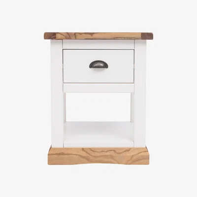 The Range Tropea 1 Drawer Bedside Table with Shelf - White / Cup / Brass