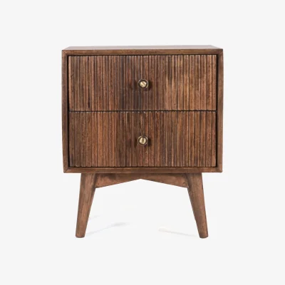 The Range Solid Mango Wood Bedside Table with 2 Drawers - Dark Brown