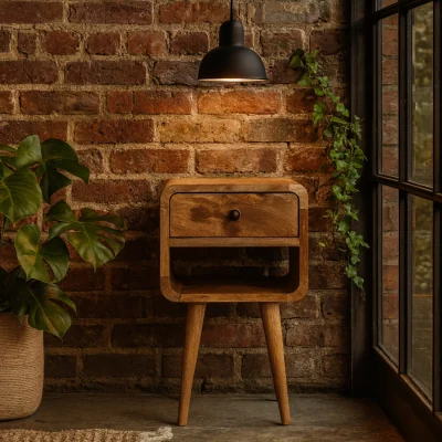 The Range Parma Small Low Mango Wood Bedside Table Effect - Brown