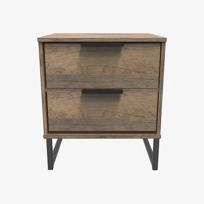 The Range Hong Kong Ready Assembled 2 Drawer Bedside Cabinet - Vintage Oak