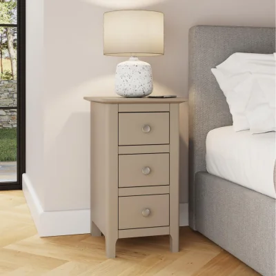 The Range FWStyle White Putty Grey 3 Drawer Bedside Table Storage Unit Metal Handles - Putty