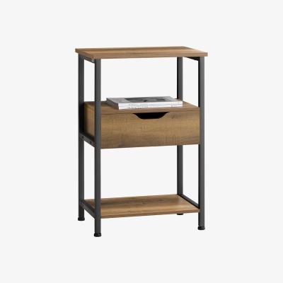 The Range Industrial Vintage Style Nightstand - Wooden Effect