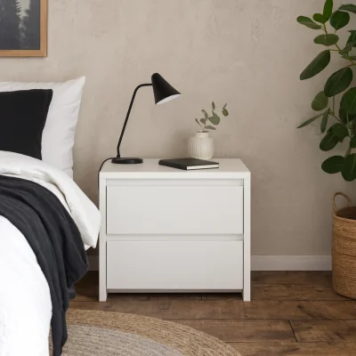 The Range Salzburg Gloss Bedside Table 2 Drawers - White