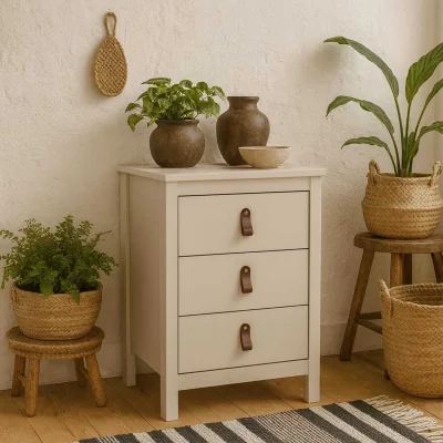 The Range Wildberry Cashmere Tall Bedside Table, 3 Drawers, Cream - Neutral