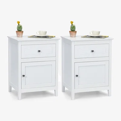The Range 2 Pack Accent Table Modern Nightstand - White