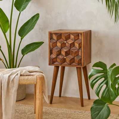 The Range Olbia Mini 2 Drawer Bedside Table Chestnut Mango Wood - Brown