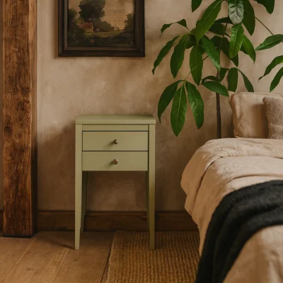 The Range Pirenopolis Sage 2 Drawer Bedside Table - Green