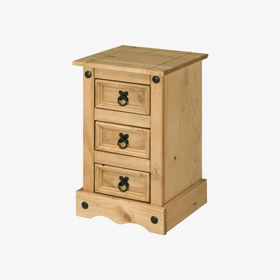 The Range Corona 3 Drawer Bedside Table - Waxed Pine