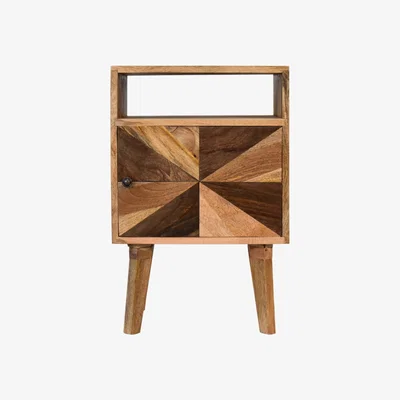 The Range Safi Stylish design Bedside Mixed Wood Door Table   - Dark Brown