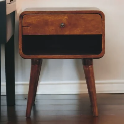 The Range Solid Wood Curve Open Slot Chestnut Bedside - Chestnut
