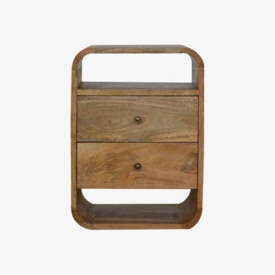 The Range London Bedside Table With 2 Drawers And 2 Open Slot - Brown