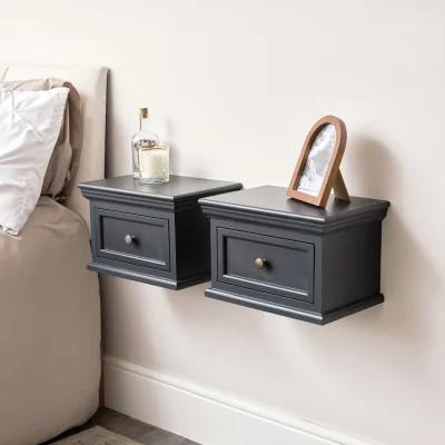 The Range Pair Of Navy Black Wall Mounted Bedside Tables - Daventry Navy Black Collection