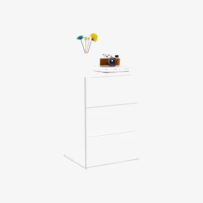 The Range 3-Drawer Bedside Table with Metal Handles - White