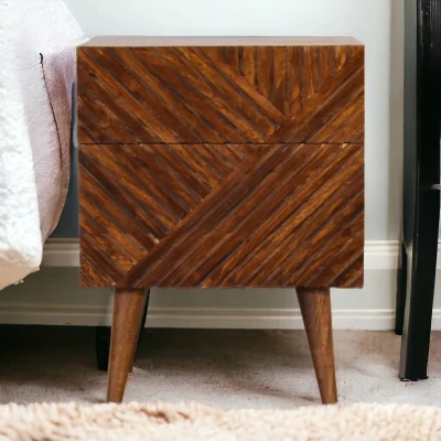 The Range Artisan Furniture Solid Wood Lille 2-Drawer Chestnut Bedside - Brown