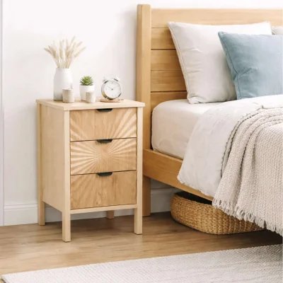 The Range Solstice 3 Drawer Bedside Cabinet Chest Table Light Oak - Oak