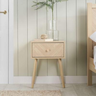 The Range 1 Drawer Oak Brown Wooden Bedside Birlea Herringford  - Oak