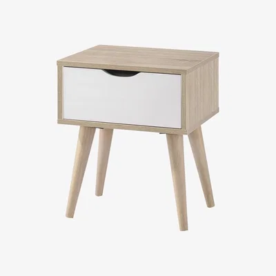The Range Alford One Drawer Lamp Table - Sonoma Oak & White