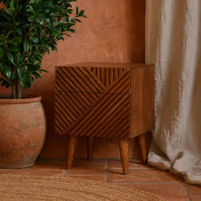 The Range Orvieto Mango Wood 2-Drawer Bedside Table - Brown