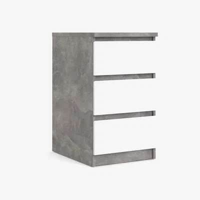 The Range Columbia Bedside With 3 Drawers  - Concrete/White