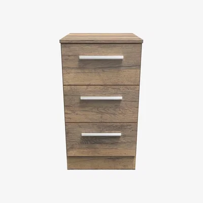 The Range Contrast 3 Drawer Bedside Cabinet Vintage Oak  Vintage Oak - Vintage Oak / Vintage Oak