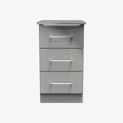 The Range Paris Fully Assembled 3 Drawer Bedside Cabinet with LED lighting - Grey Gloss & Dusk Grey