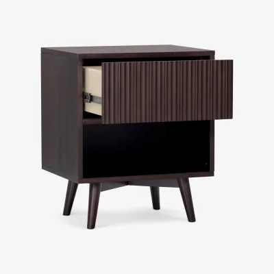 The Range Tremolo Bedside Table with Drawer and Open Shelf, Black - Black