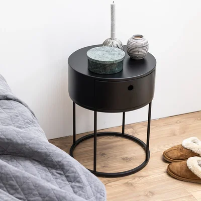 The Range Furniture To Go Polo Round Bedside Table - Black