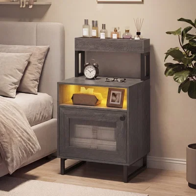 The Range Nightstand with LED Lights - Natural